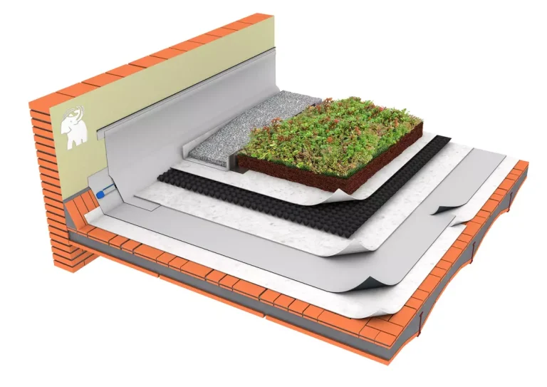 SISTEMA DE IMPERMEABILIZACIÓN SINTÉTICA PVC CON ACABADO AJARDINADO DECORATIVO SOBRE RASILLA CERÁMICA